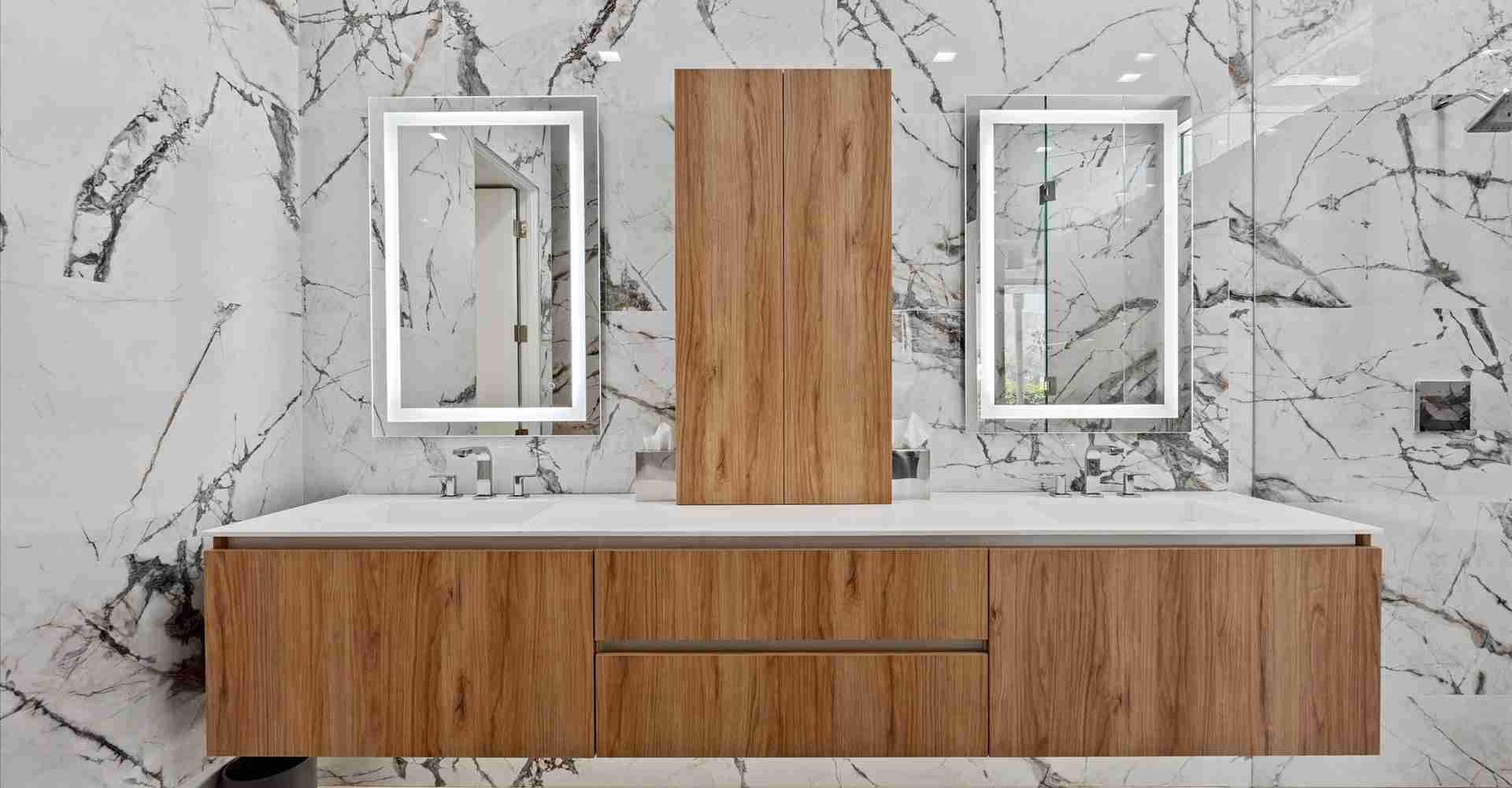 Luxury European-Style Bathrooms in Palm Desert – Floating Vanities 