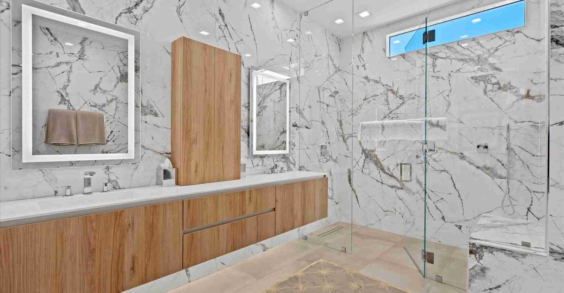 Luxury European-Style Bathrooms in Palm Desert – Floating Vanities