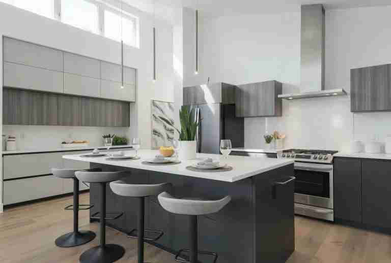 Modern Italian Kitchen and TV Area – San Jose New Construction